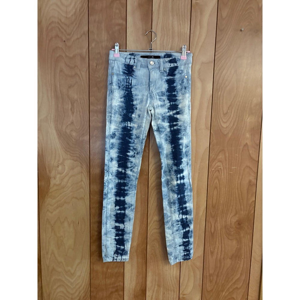 Joes Jeans Girls Size 12 Skinny Tie Dye Blue‎ White Denim Stretch Pants Acidwasg